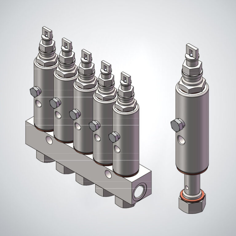 Lubrication injector block, round type supplied by Hydraulic Squad