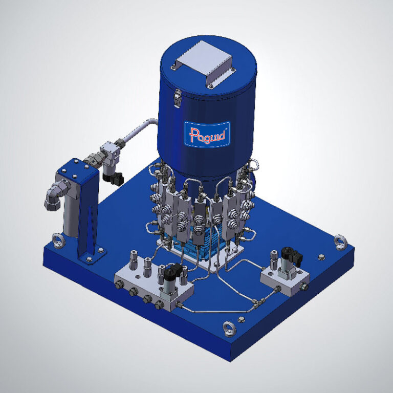 Multi-function centralised lubrication pump unit supplied by Hydraulic Squad