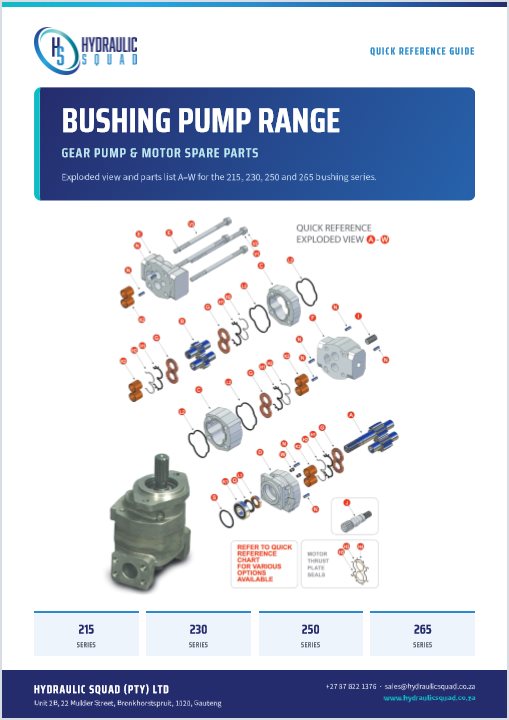 Cover of the Hydraulic Squad Bushing Pump Range quick reference guide