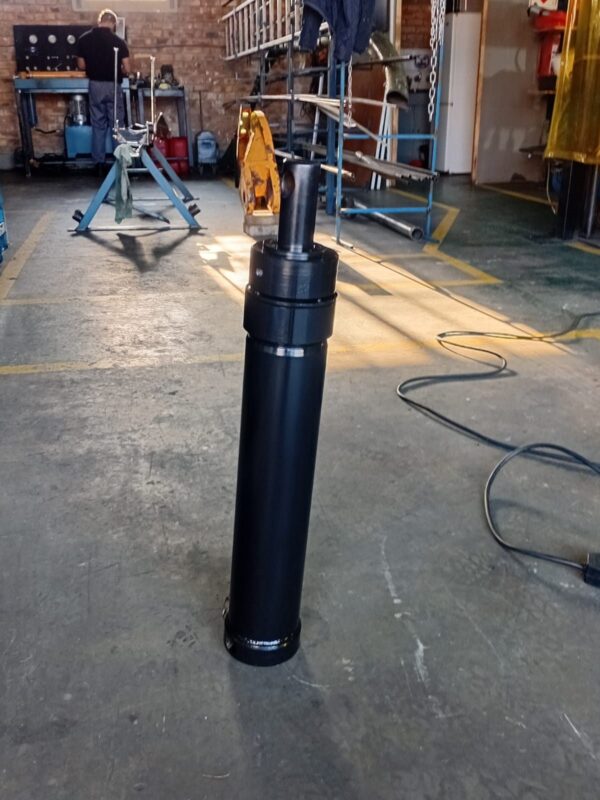 Rebuilt and painted hydraulic cylinder ready to go back to the customer